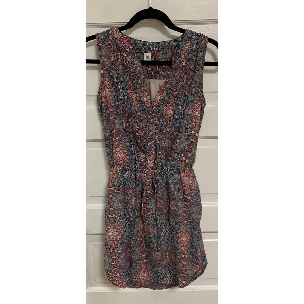 GAP ‘Pinktuck’ Paisley Sleeveless Lined Elastic Waist Dress Womens XSMALL